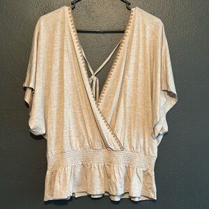 Hem & Thread Tan Wrap Blouse